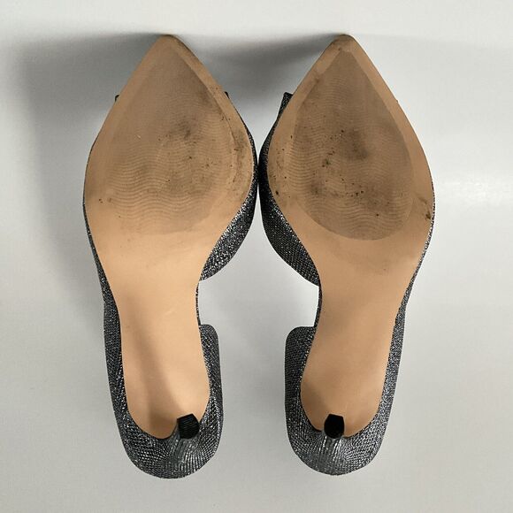 Betsey Johnson Heels 8.5M Pewter Prince Glitter Point-toe D’orsay Bow Stiletto - Picture 9 of 13